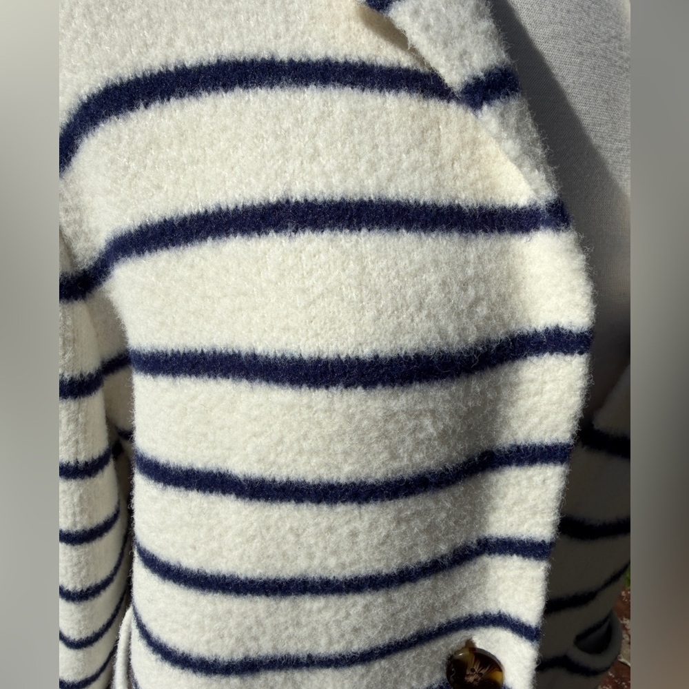 Ann Taylor 90s Striped Cardigan Navy Blue Nautical Cozy Warm Hampton Academia - Picture 5 of 6